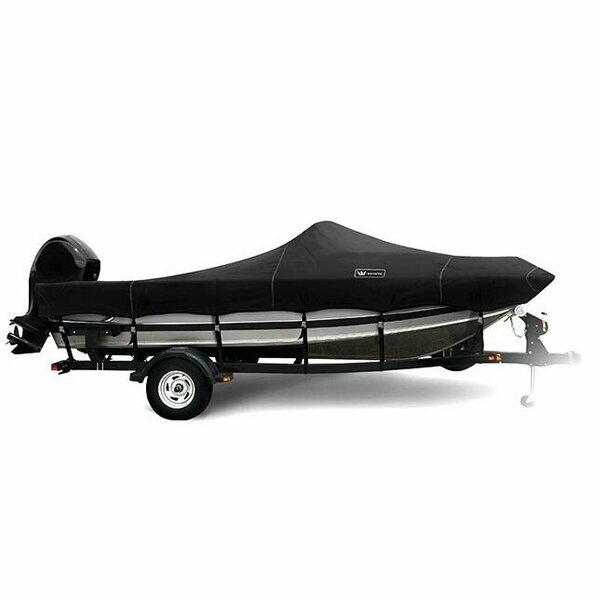 Eevelle Boat Cover ALUMINUM FISHING High Windshield Inboard Fits 24ft 6in L up to 102in W Black SBAFH24102-BLK